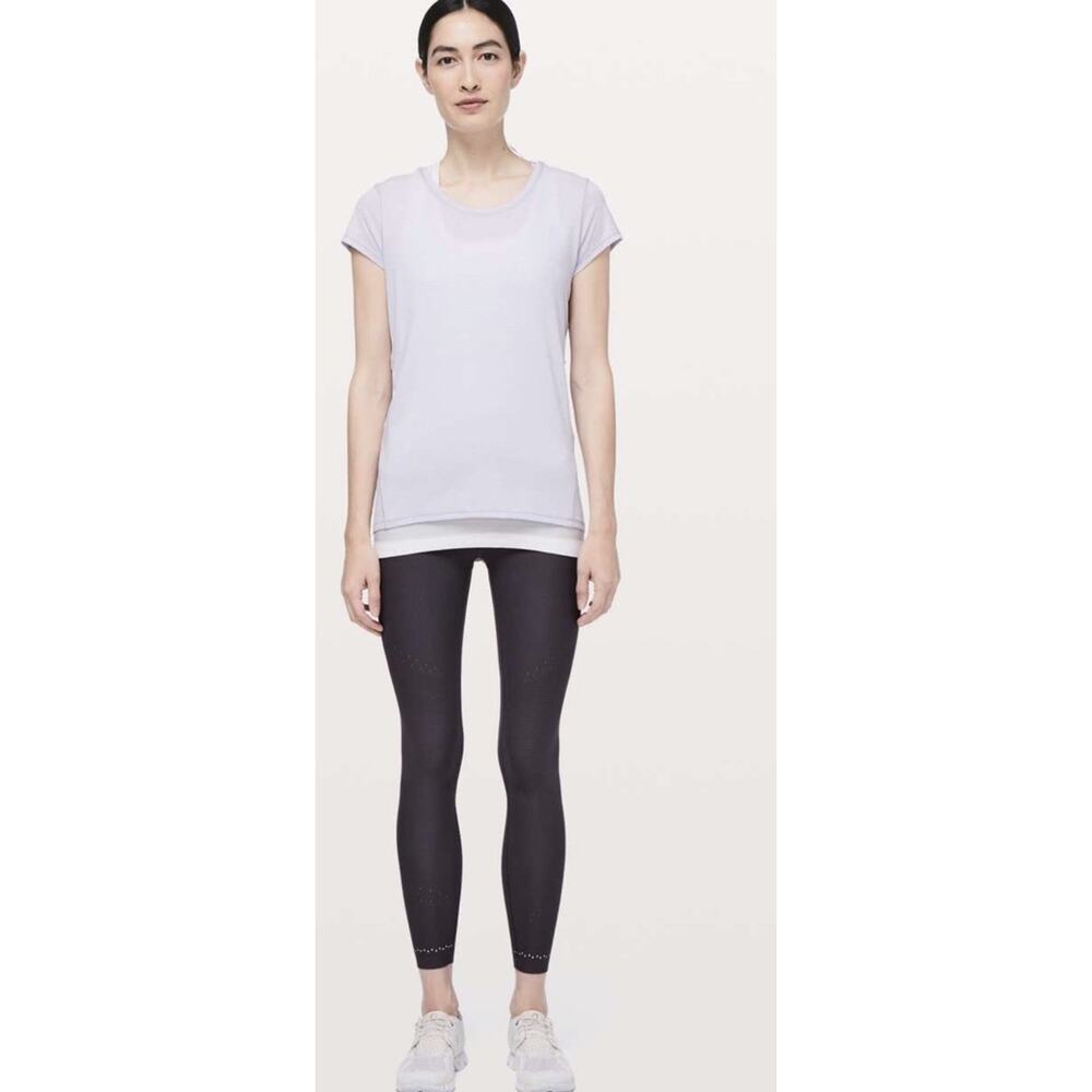 Lululemon Women’s Another Mile SS Tee In Heathered Sheer Lilac Size 4